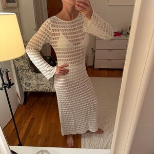& Other Stories White Long Sleeve Crochet Dress